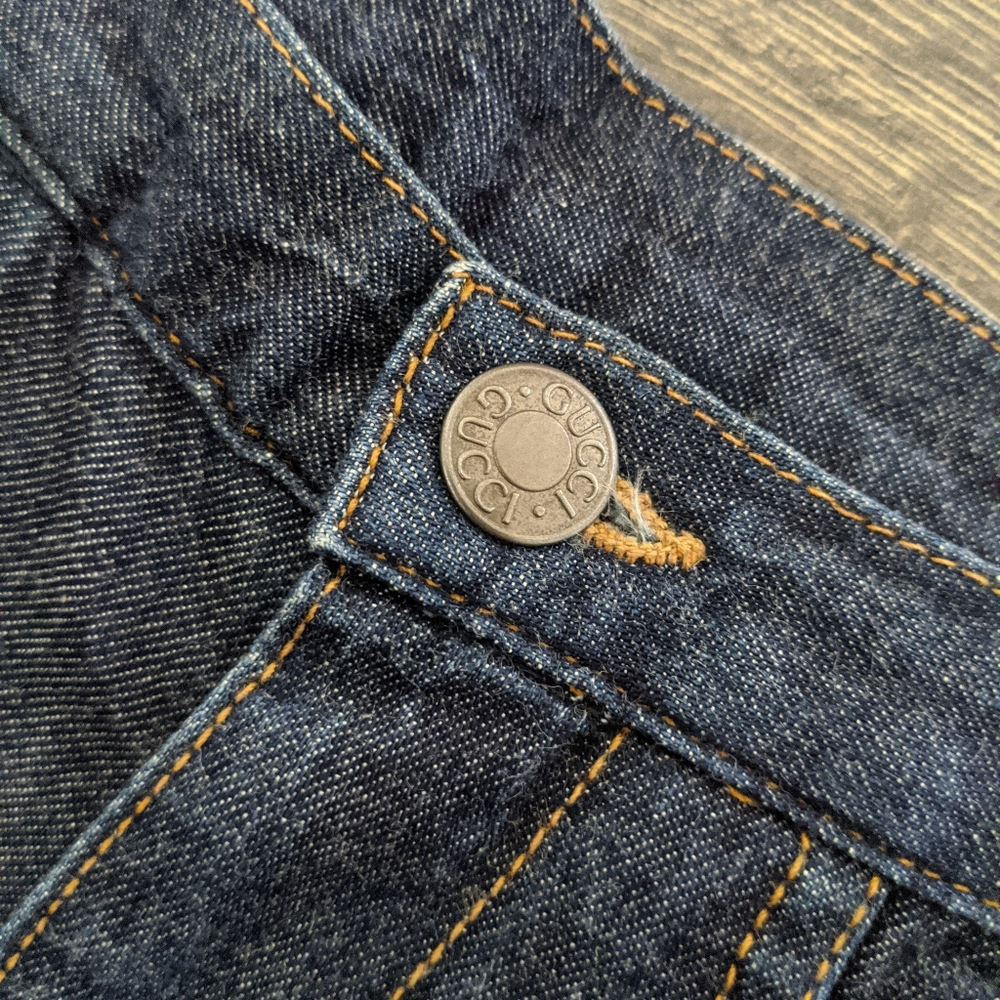 Zamasport for Gucci Dark Wash Tapered Mid-rise Jeans With Bow Detail - Picture 5 of 7